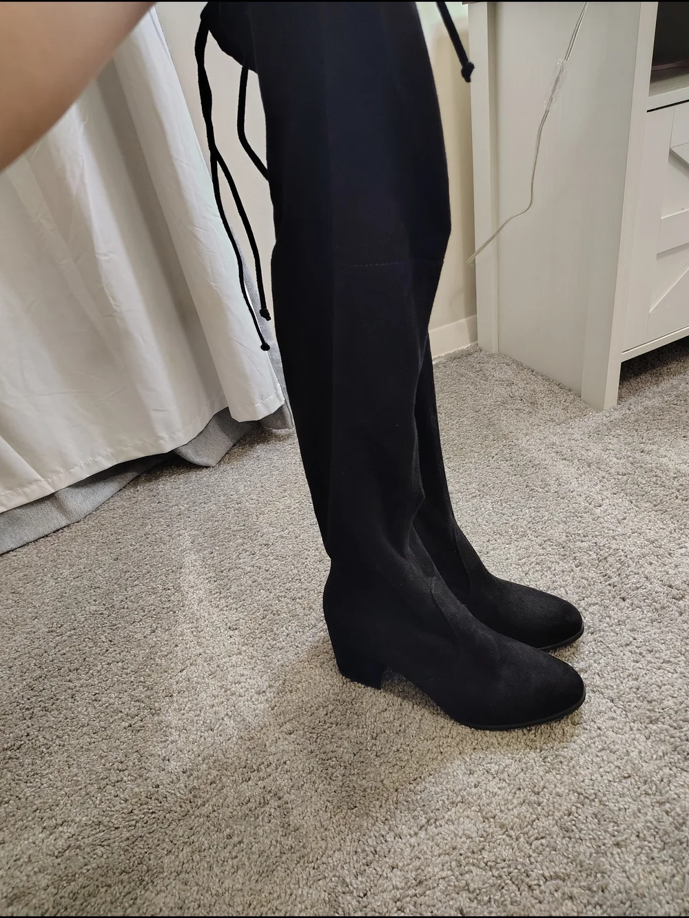 Unisa Black Over-the-Knee Suede Block Heel Boots